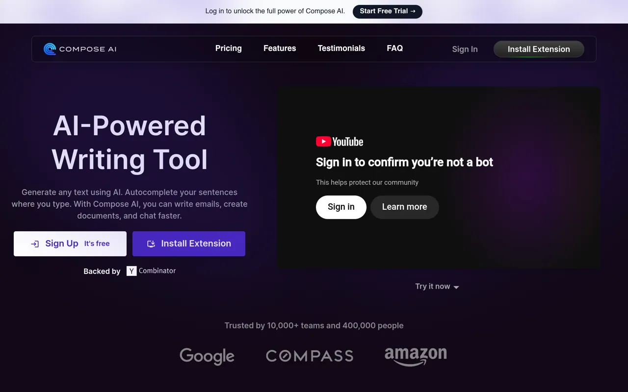 Screenshot of Compose AI
