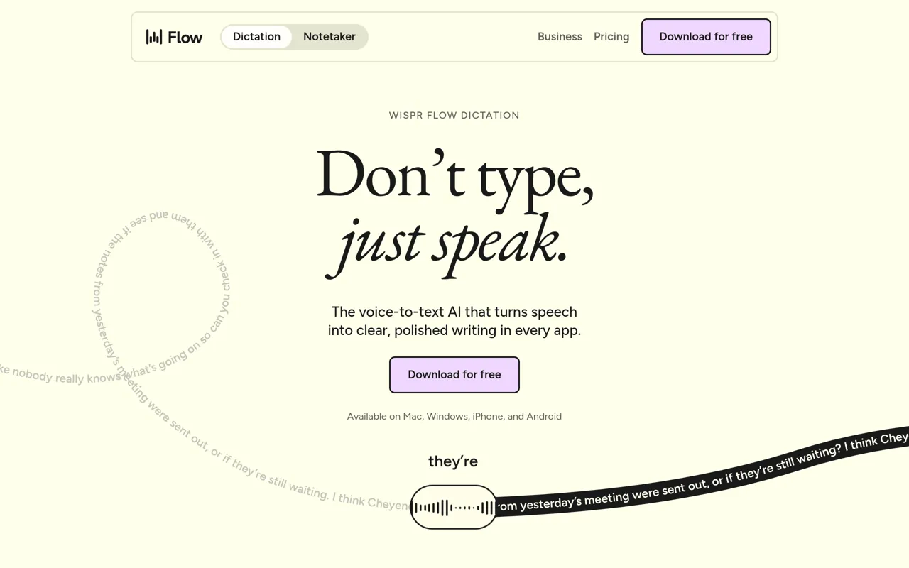 Screenshot of Wispr Flow