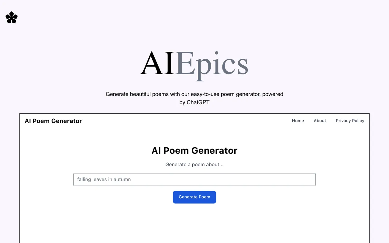 Screenshot of AIEpics