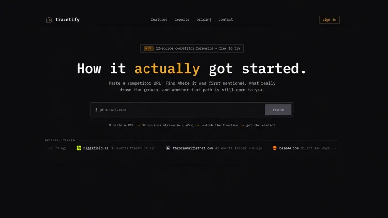 Screenshot of Tracetify