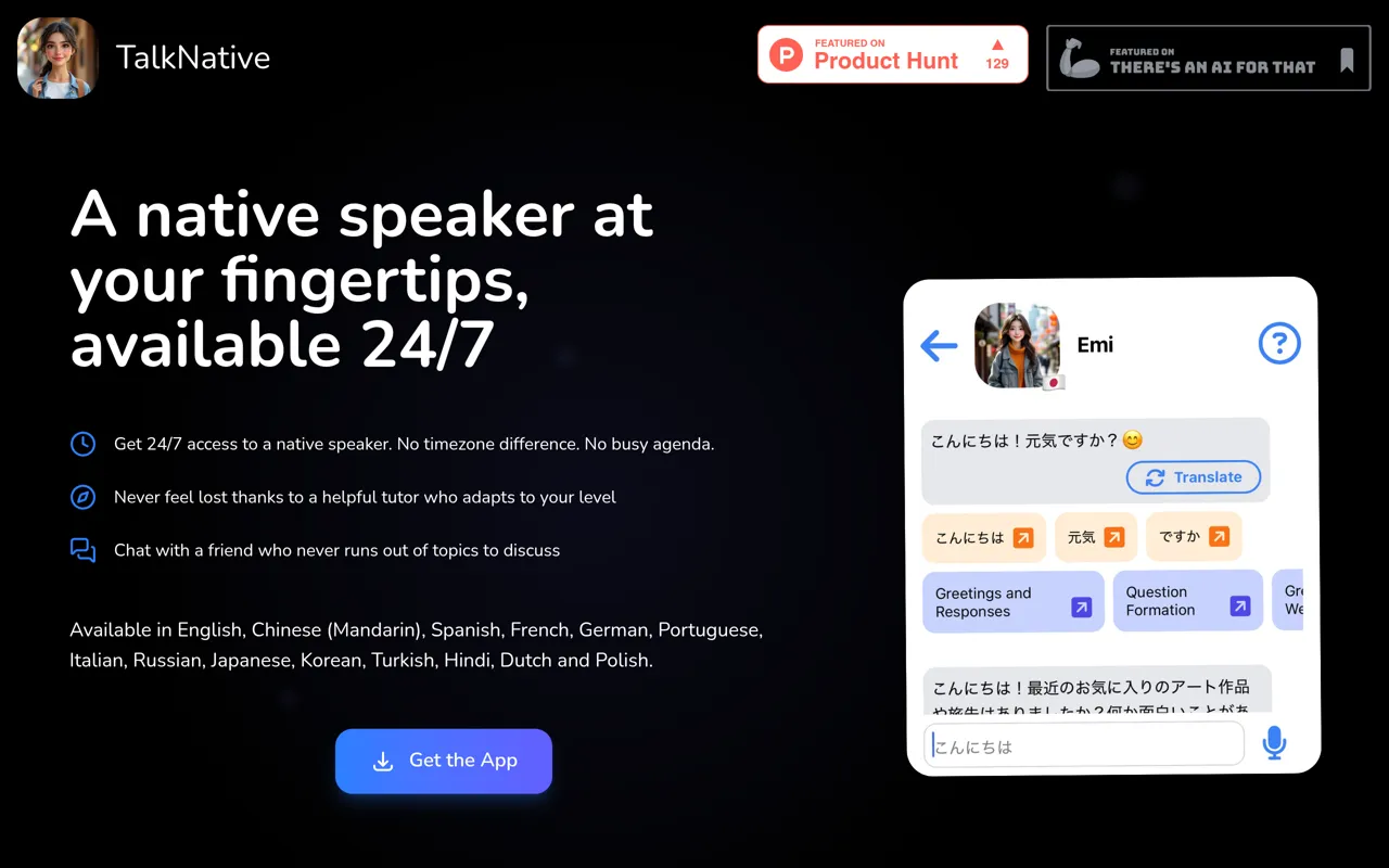 Screenshot of TalkNative
