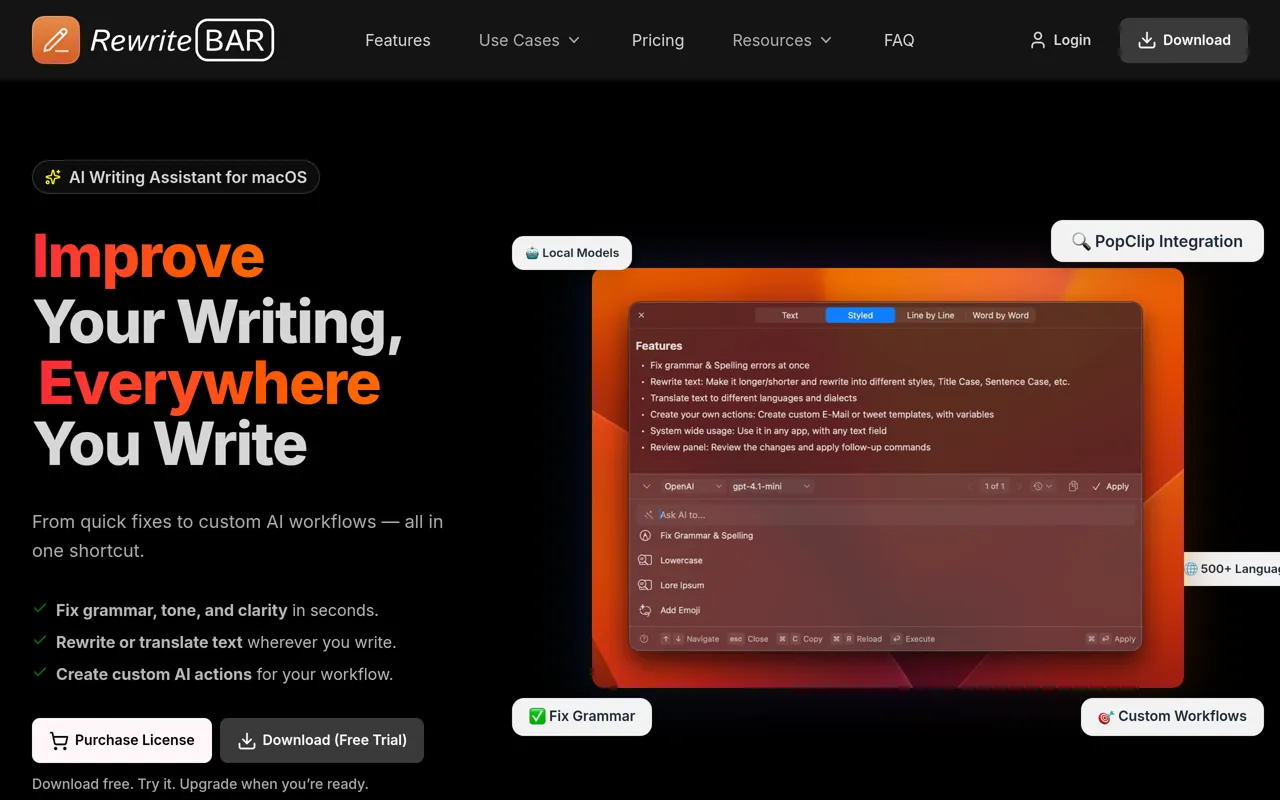 Screenshot of RewriteBar
