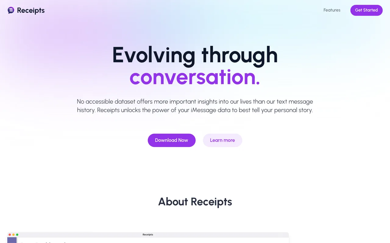 Screenshot of Receipts