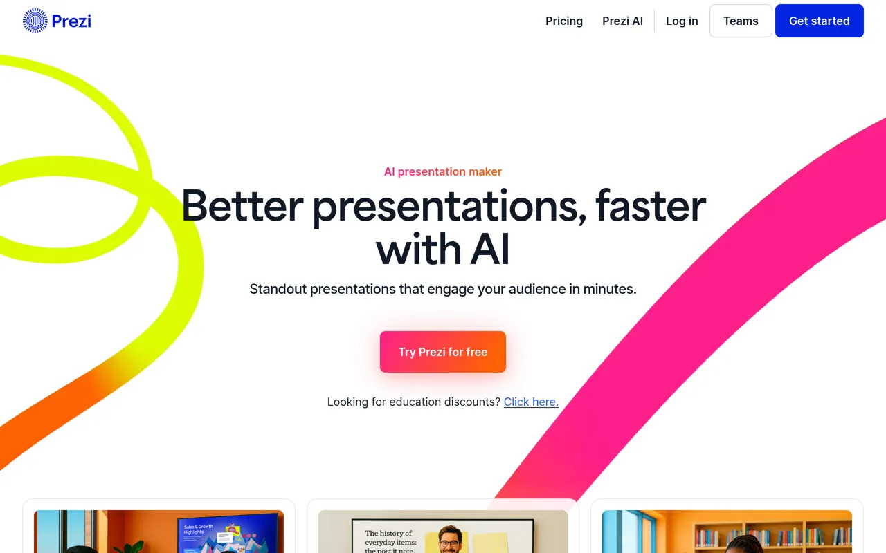 Screenshot of Prezi AI