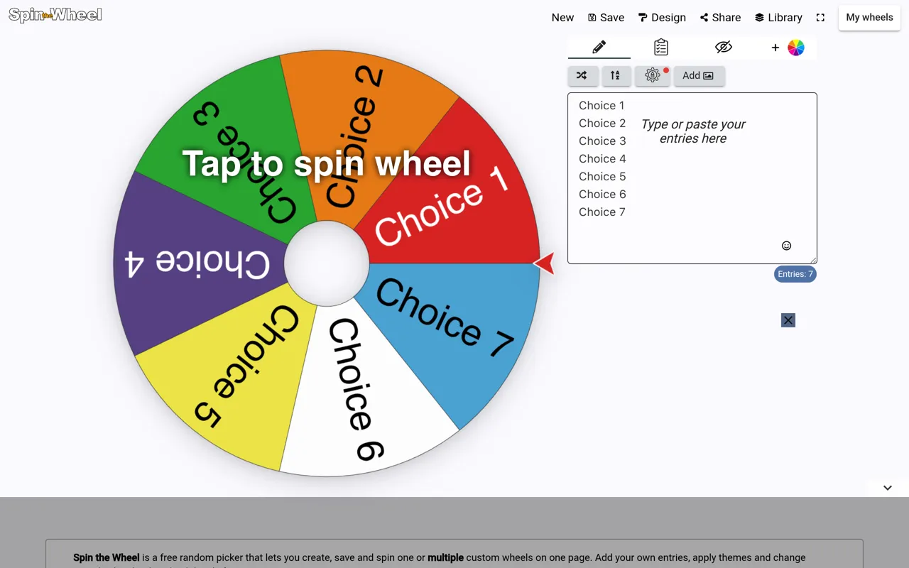 Screenshot of Spin the Wheel