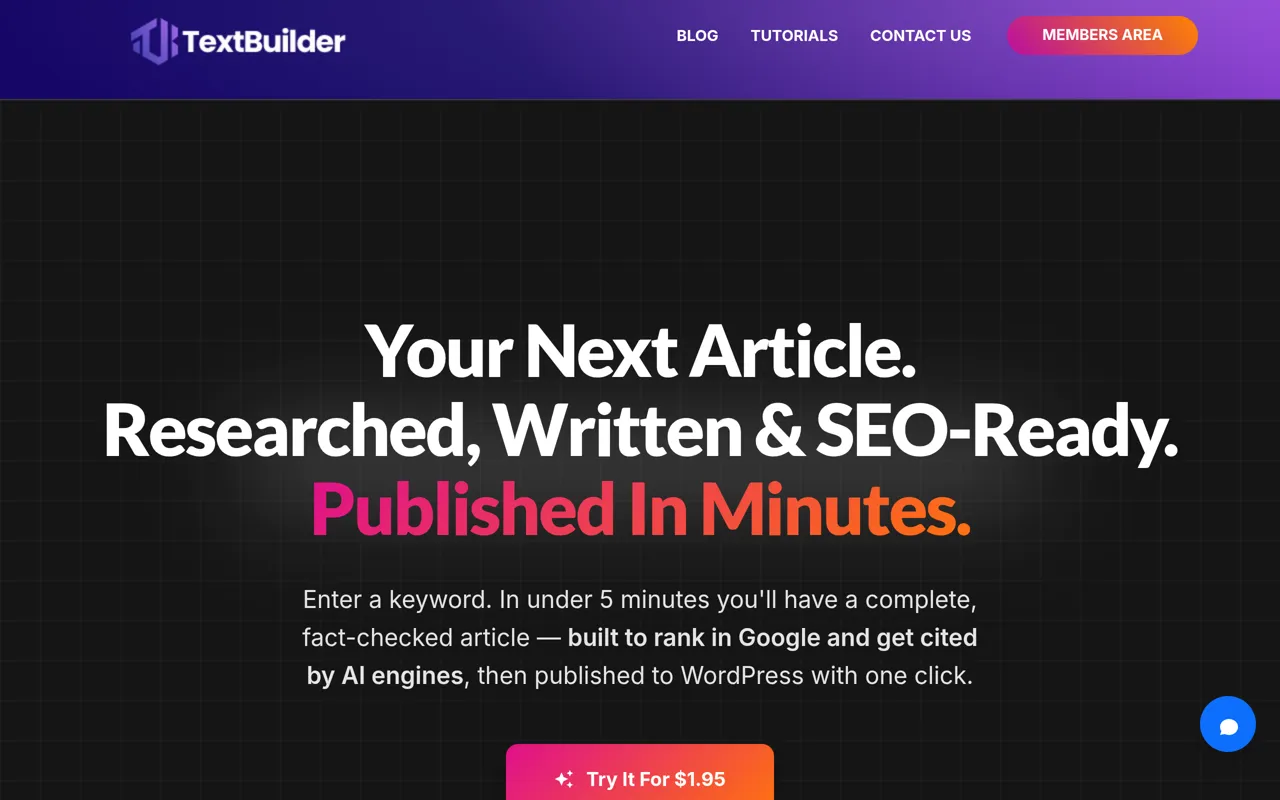 Screenshot of TextBuilder.ai