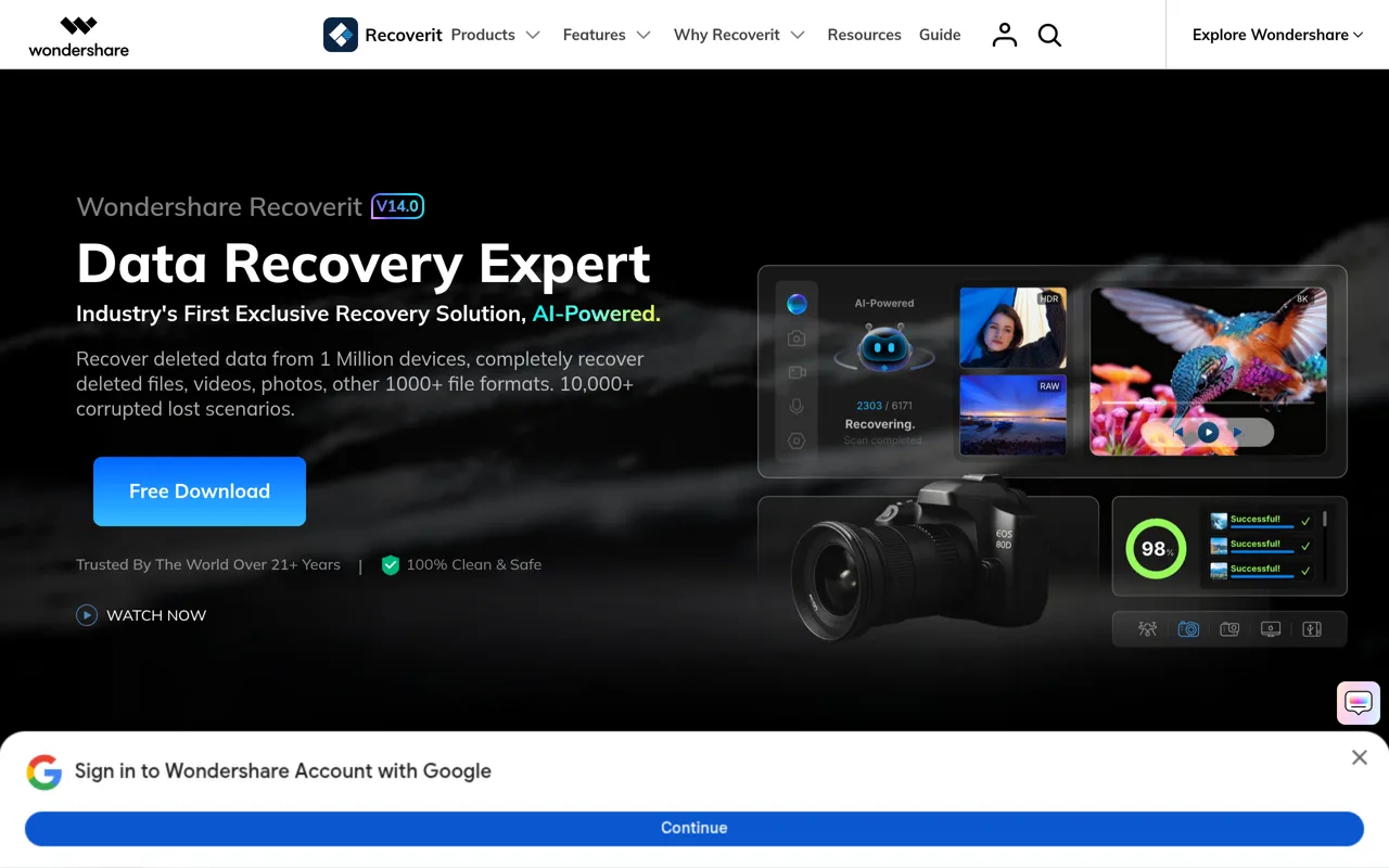 Screenshot of Recoverit