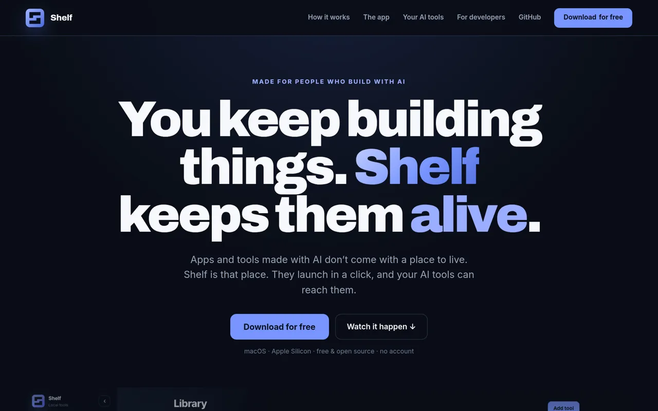 Screenshot of Shelf