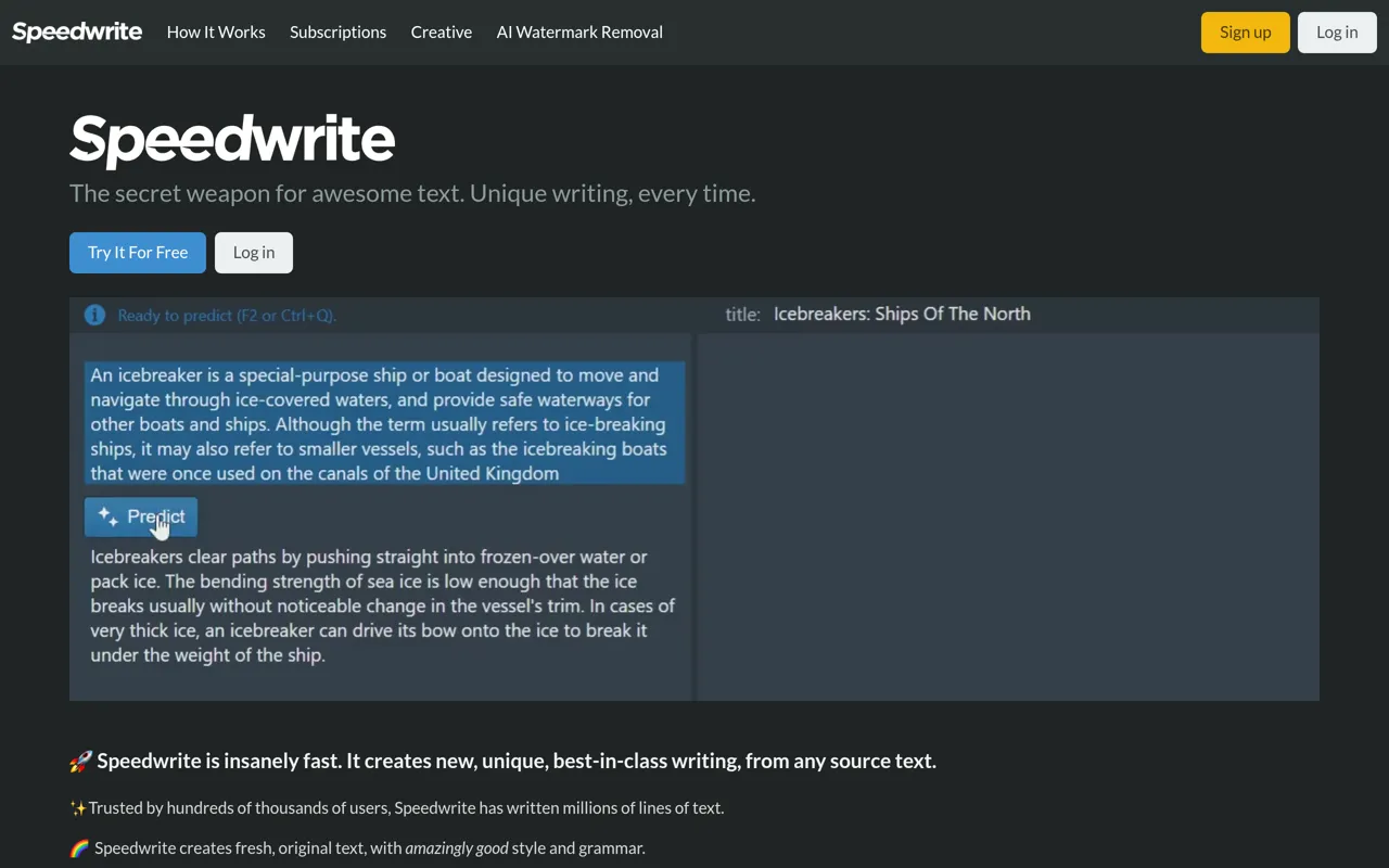 Screenshot of Speedwrite