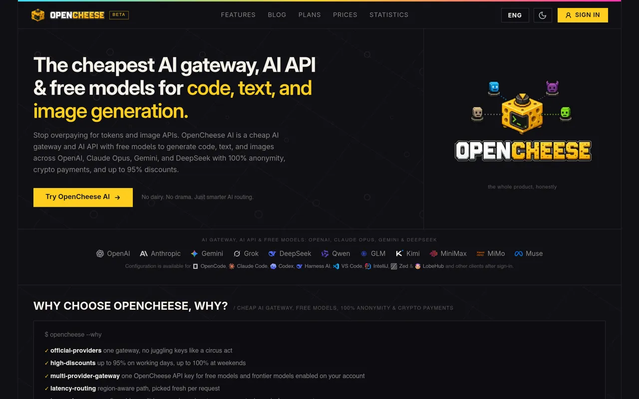Screenshot of OpenCheese AI