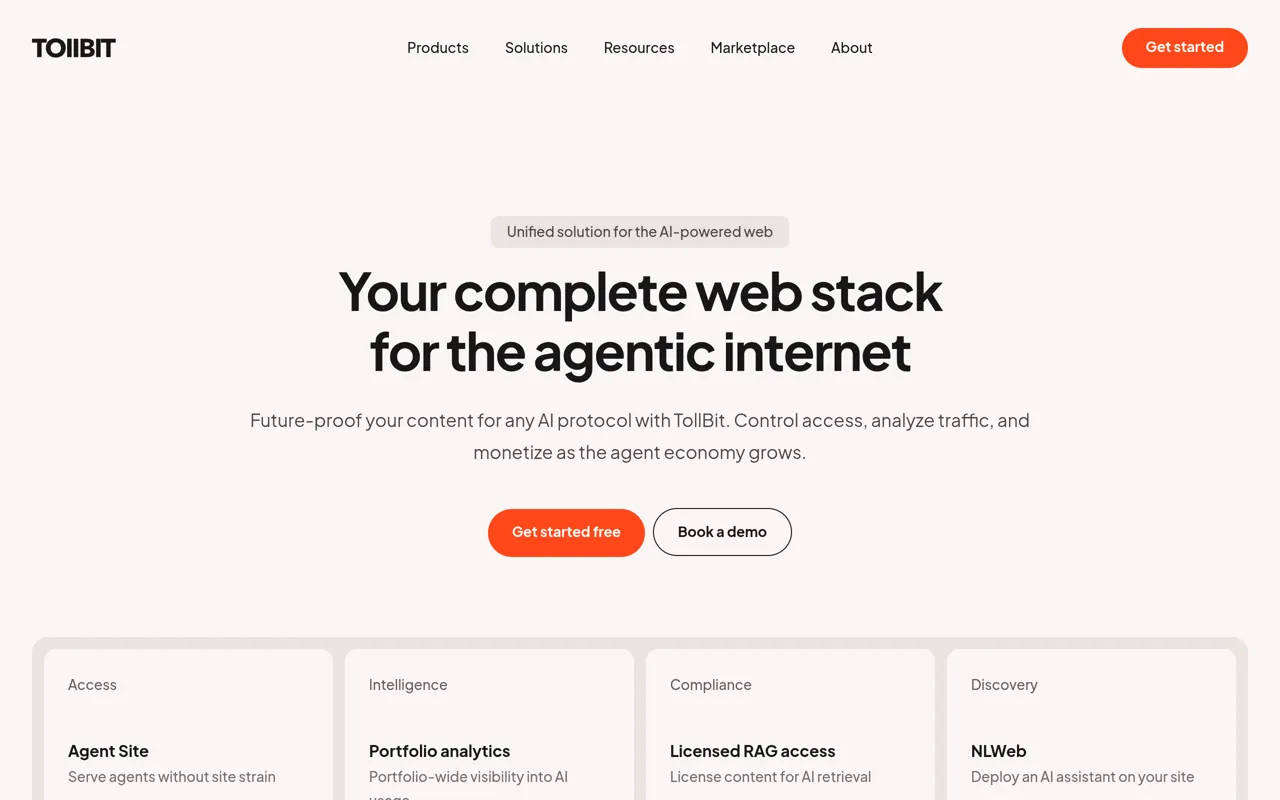 Screenshot of TollBit