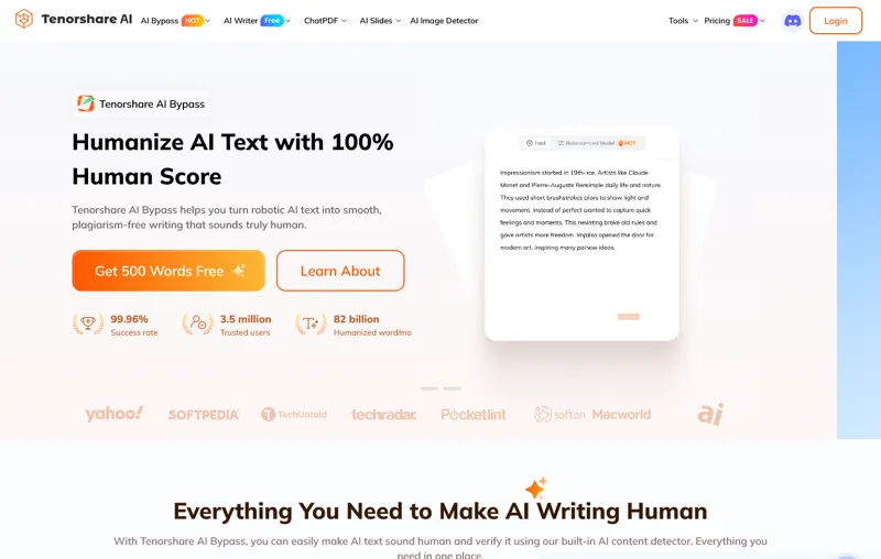 Screenshot of Tenorshare AI
