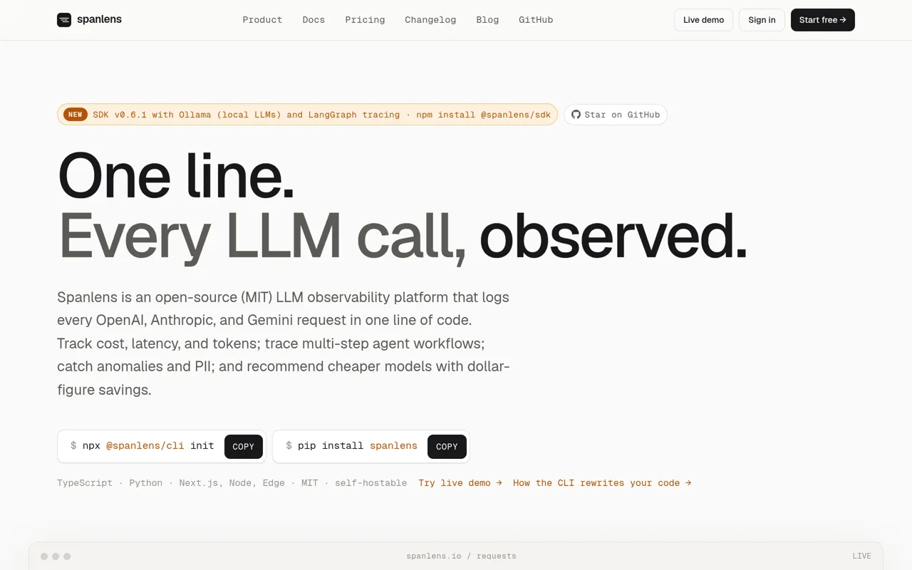 Screenshot of Spanlens