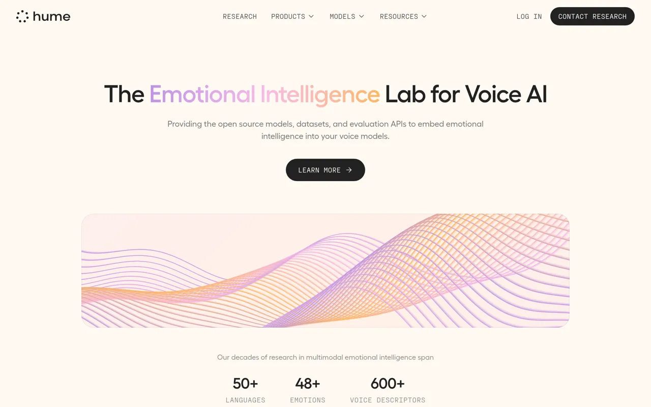 Screenshot of Hume AI