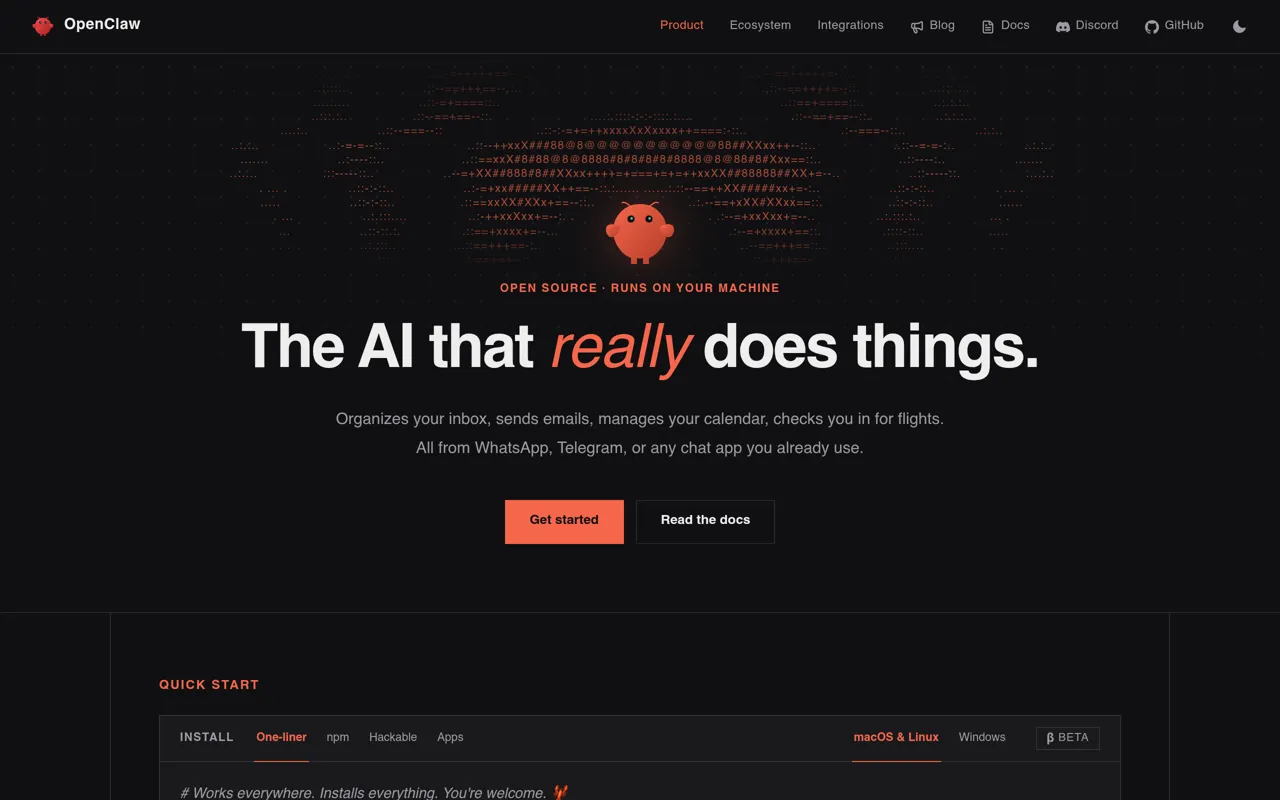 Screenshot of OpenClaw