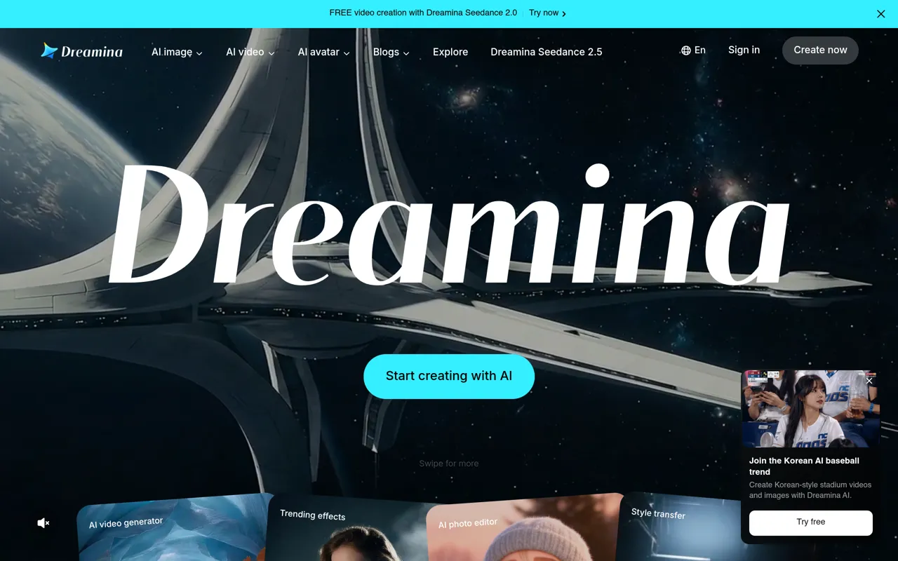 Screenshot of Dreamina