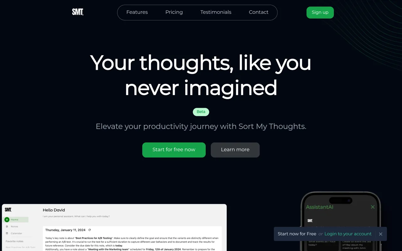 Screenshot of Sort My Thoughts