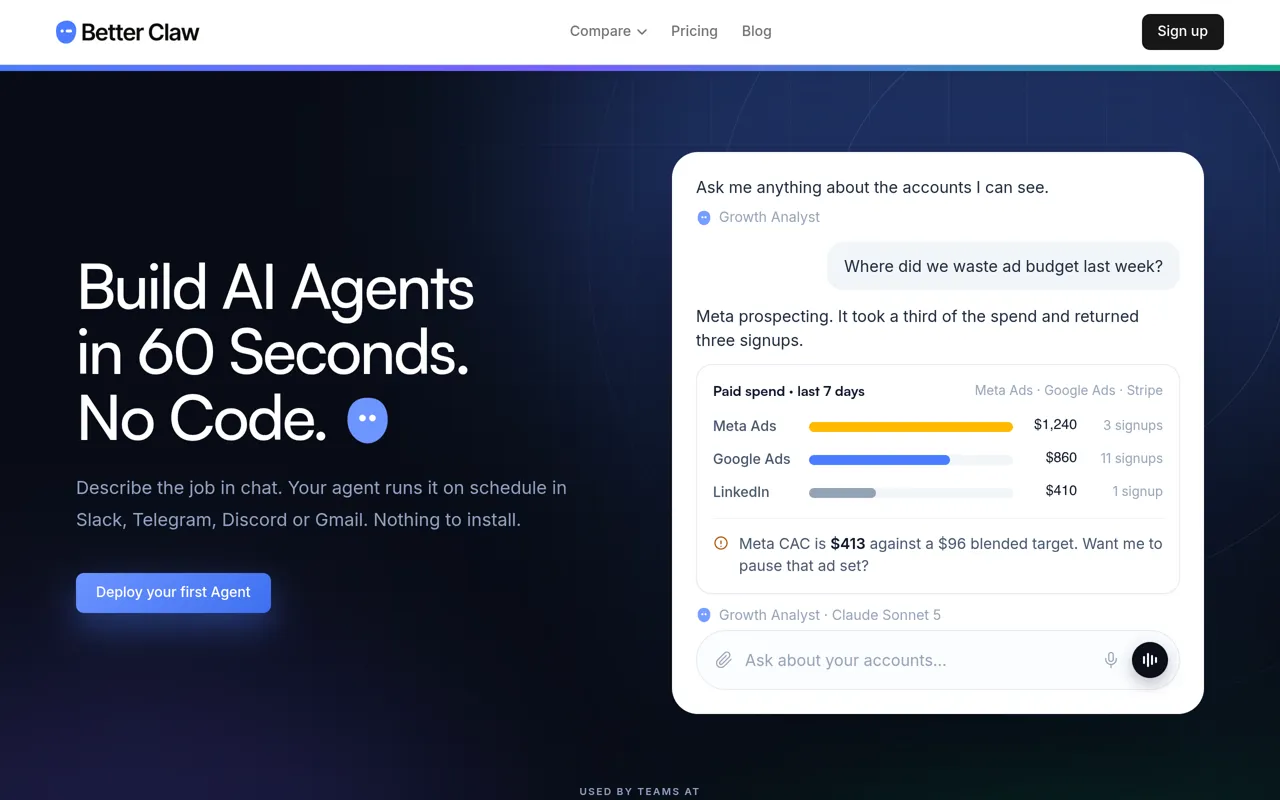 Screenshot of BetterClaw