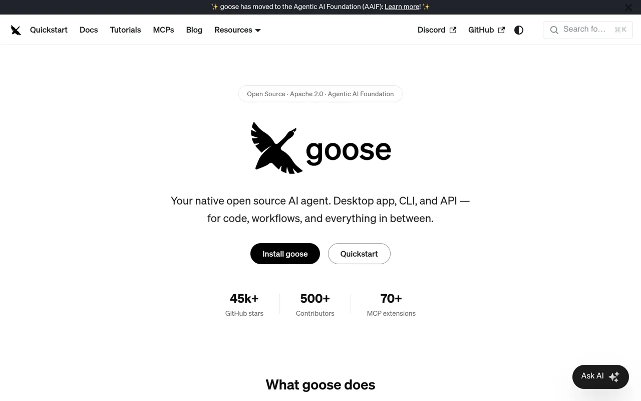 Screenshot of goose