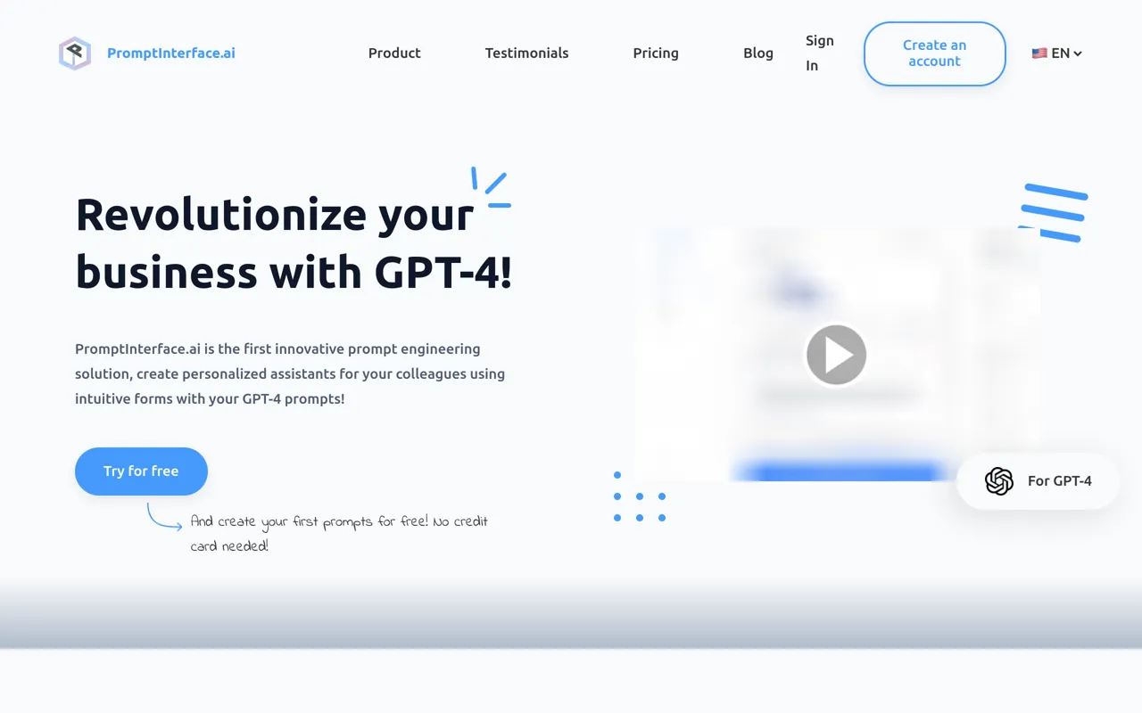 Screenshot of PromptInterface.ai