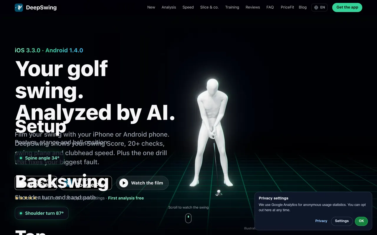 Screenshot of DeepSwing