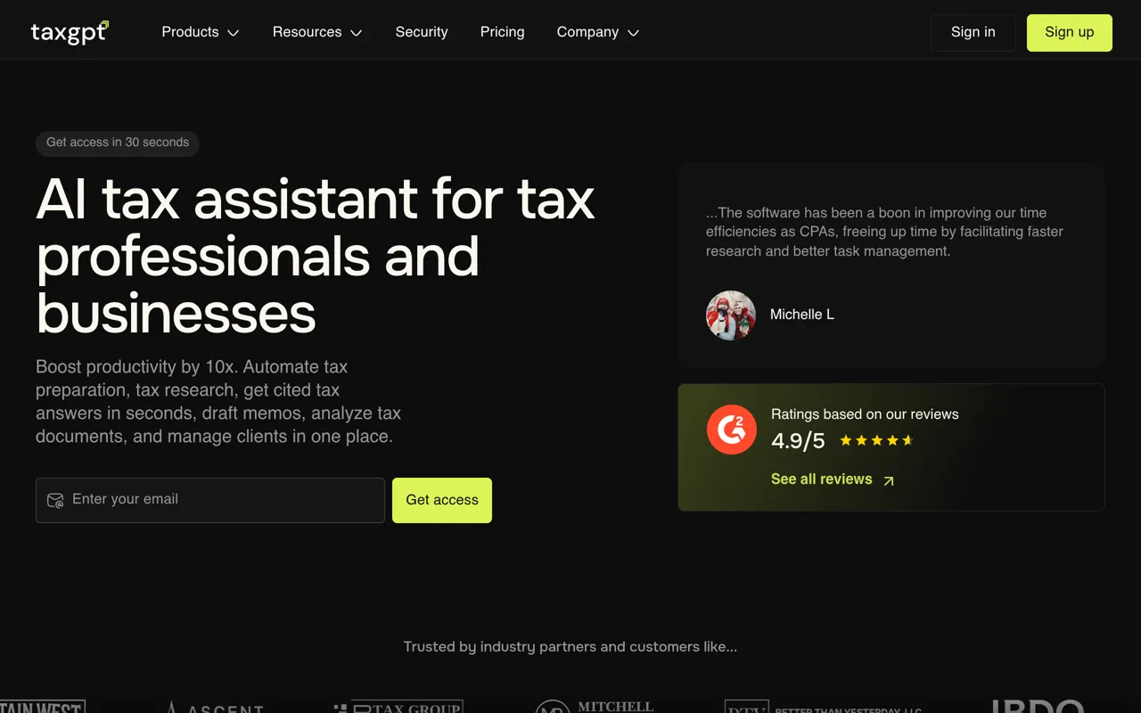 Screenshot of TaxGPT