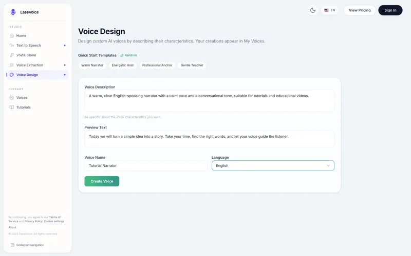 Screenshot of Ease Voice Lab