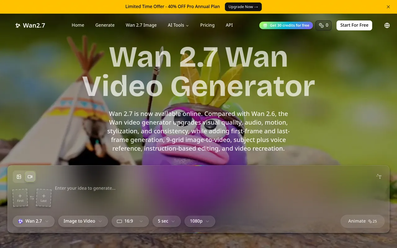 Screenshot of Wan 2.7