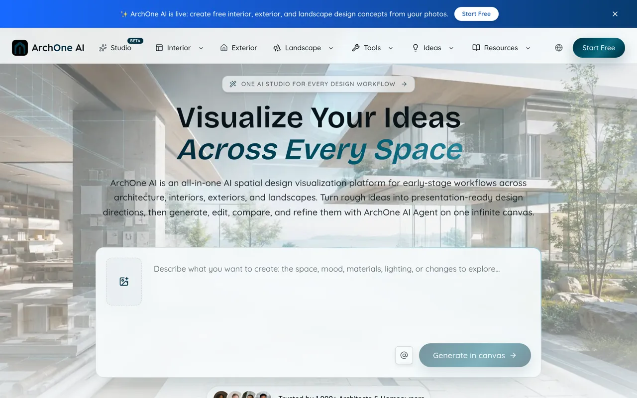 Screenshot of ArchOne AI