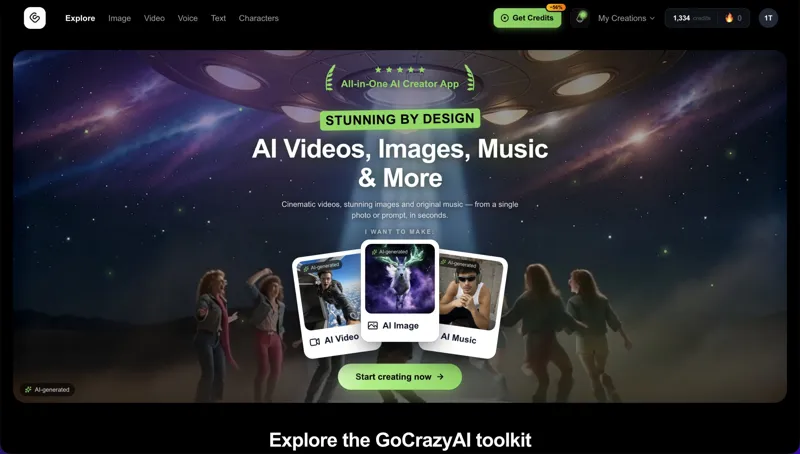 Screenshot of GoCrazyAI