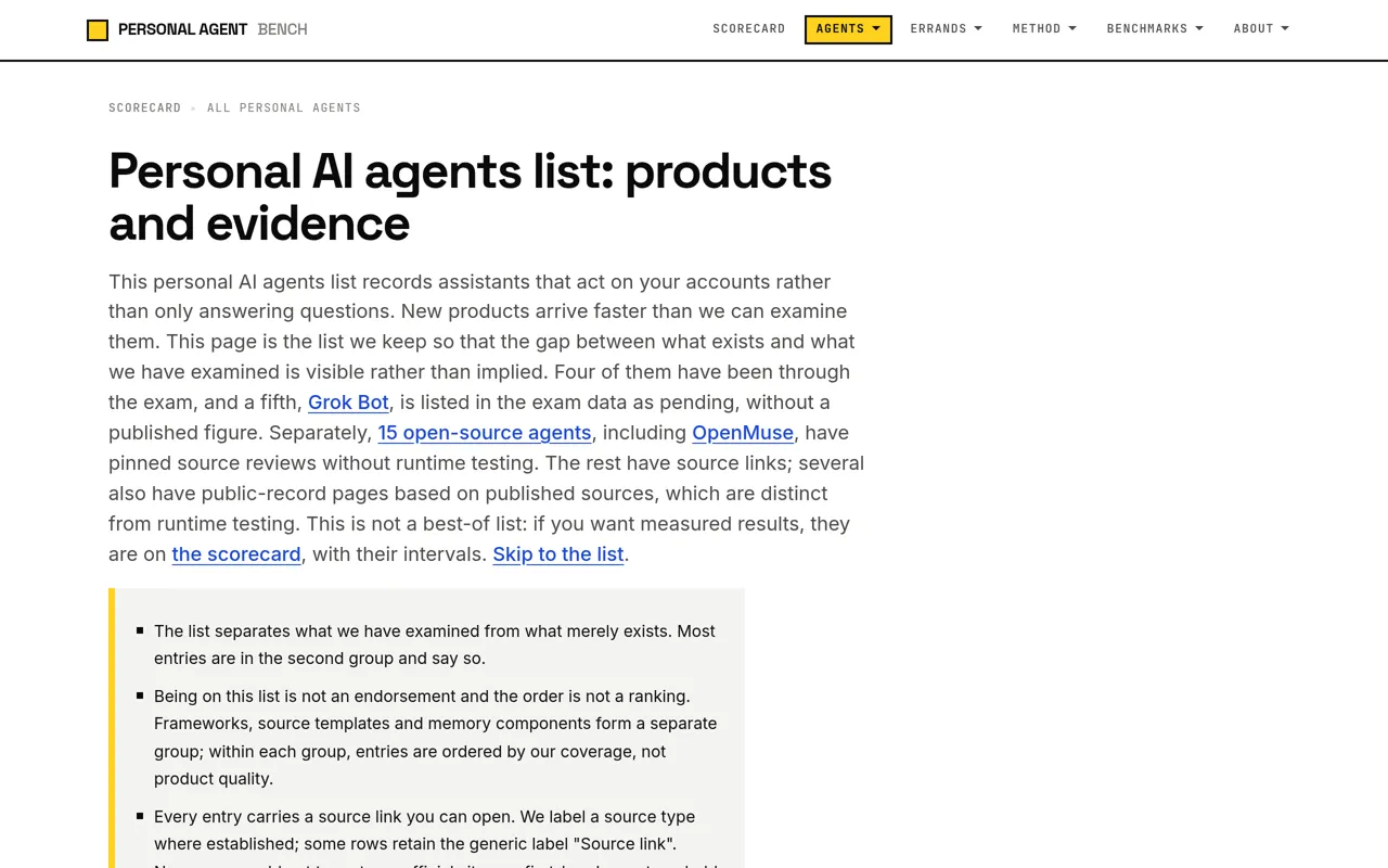Screenshot of Personal Agent Bench