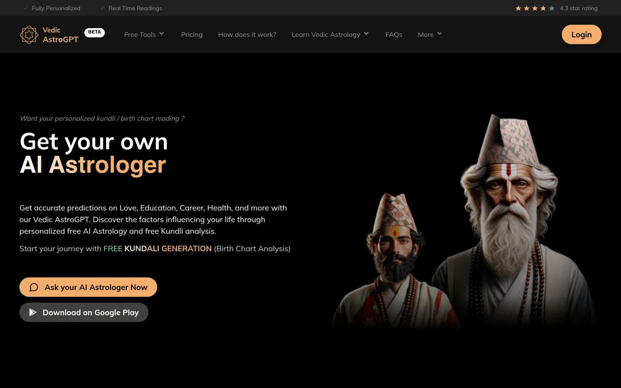 Screenshot of Vedic AstroGPT