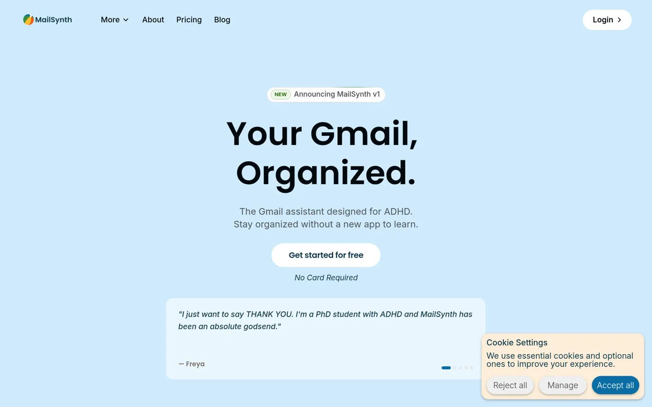 Screenshot of MailSynth