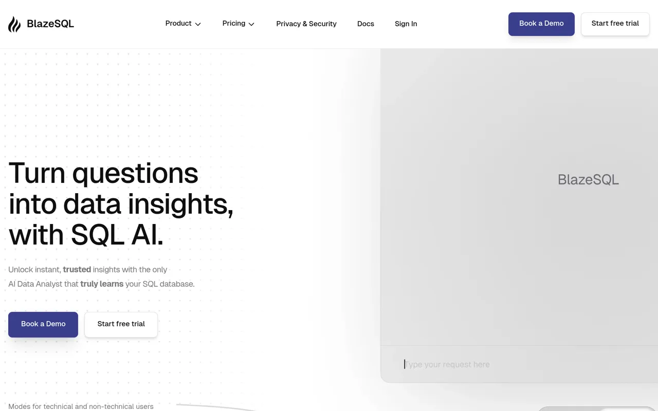Screenshot of BlazeSQL