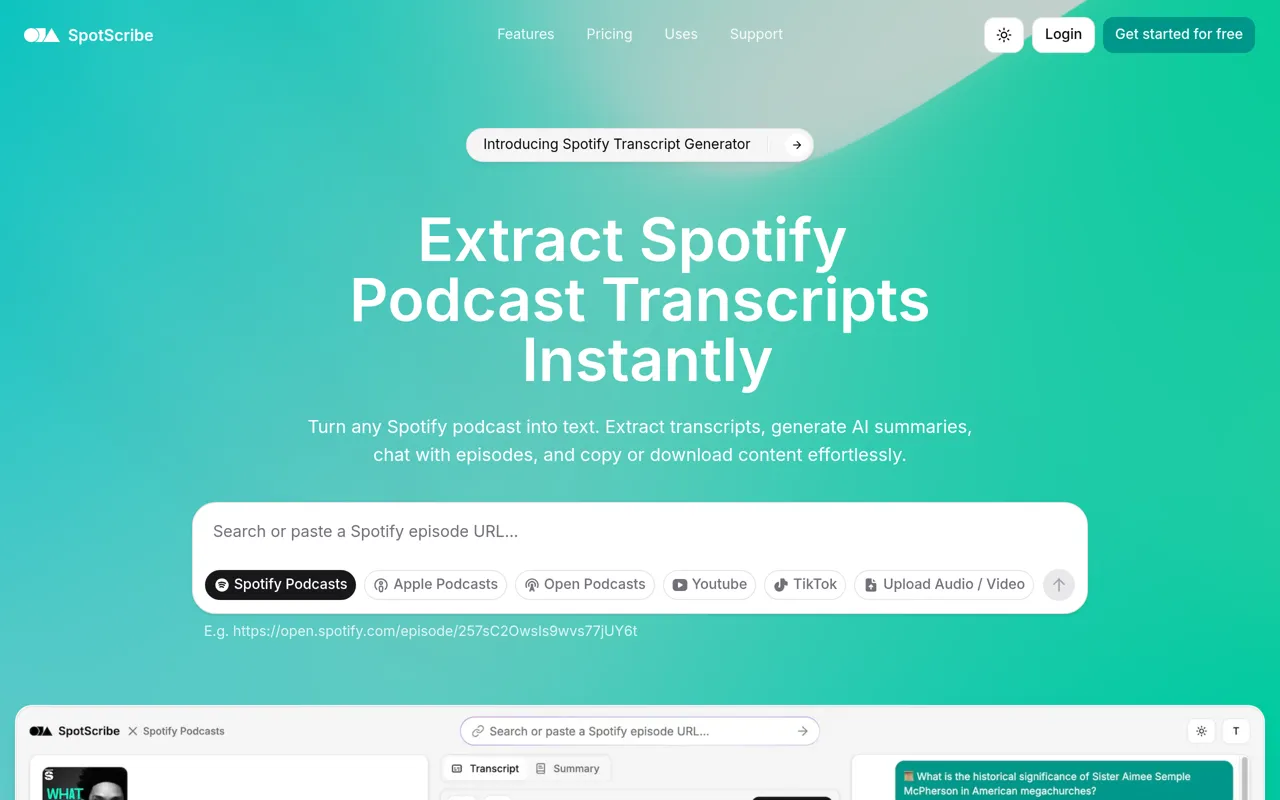 Screenshot of SpotScribe