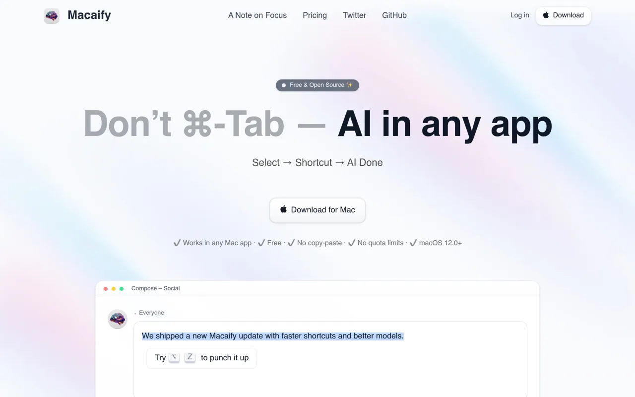 Screenshot of Macaify