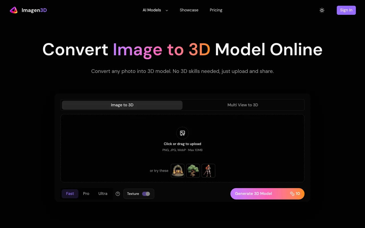 Screenshot of Imagen 3D