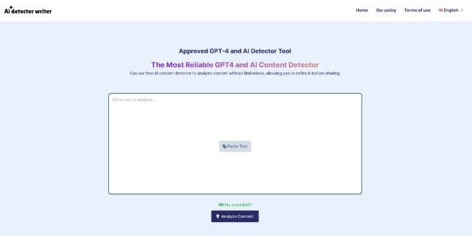 Screenshot of AI Detector Writer