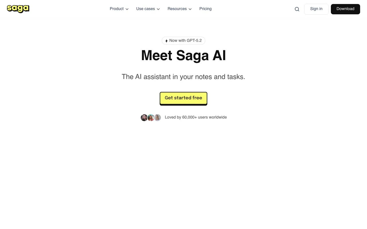 Screenshot of Saga AI