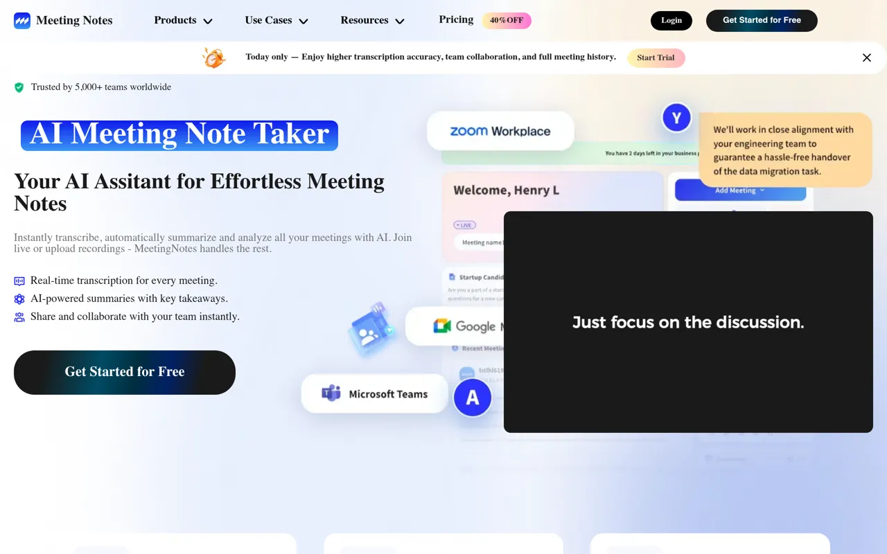 Screenshot of MeetingNotes