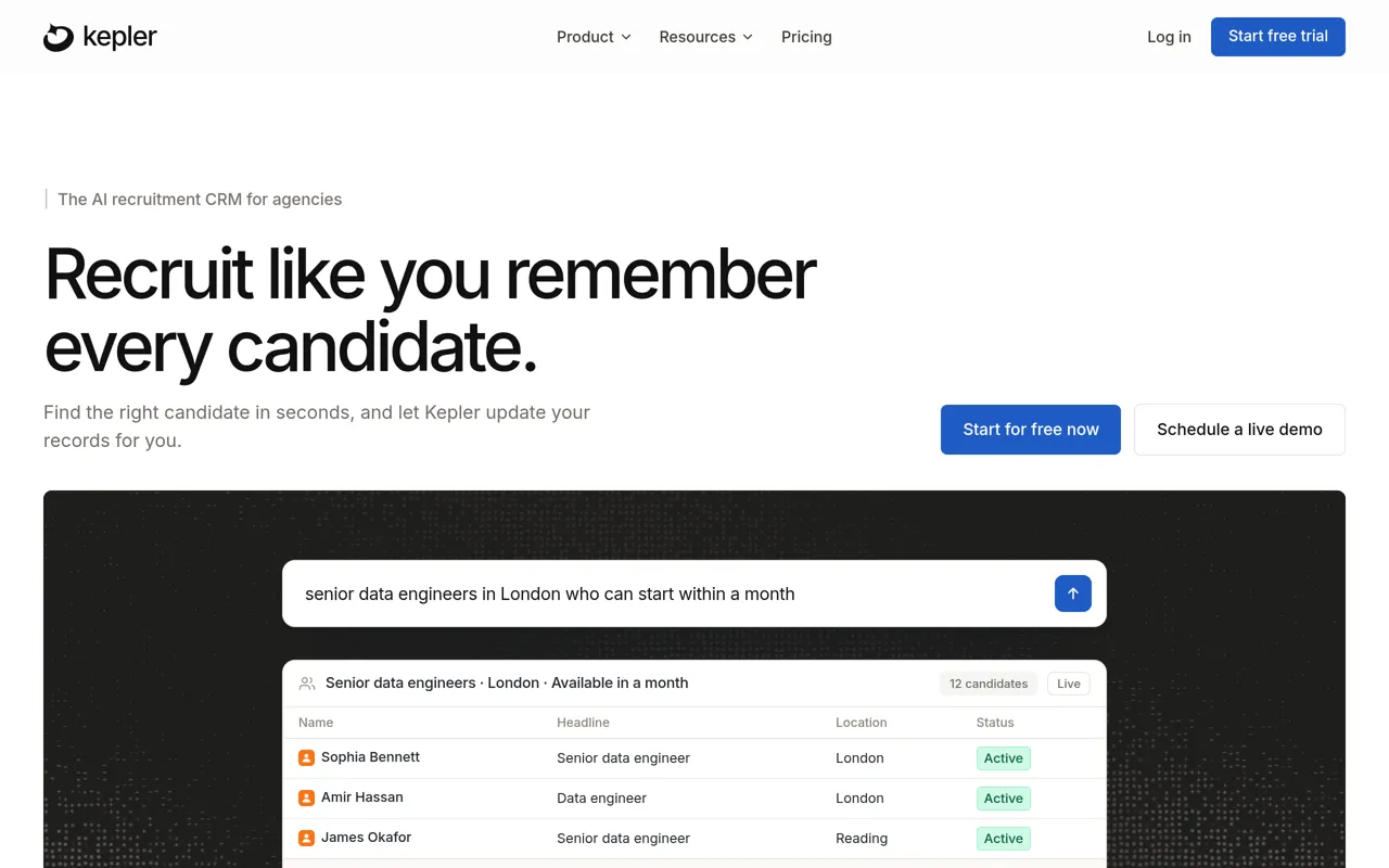 Screenshot of Kepler CRM