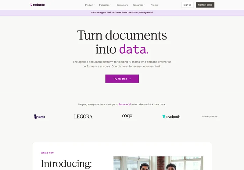 Screenshot of Reducto