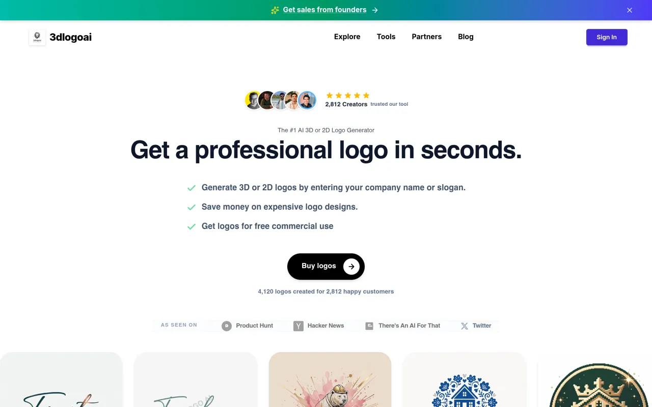 Screenshot of 3dlogoai