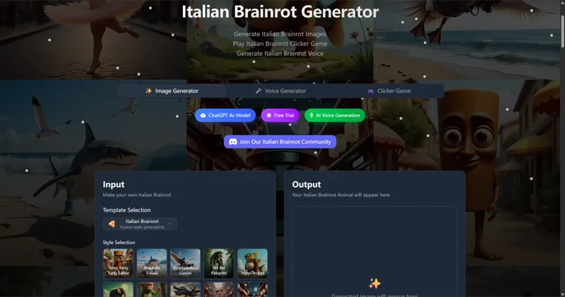 Screenshot of Italian Brainrot Generator
