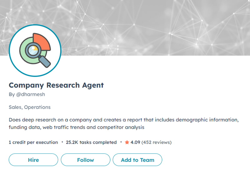 Screenshot of Company Research Agent