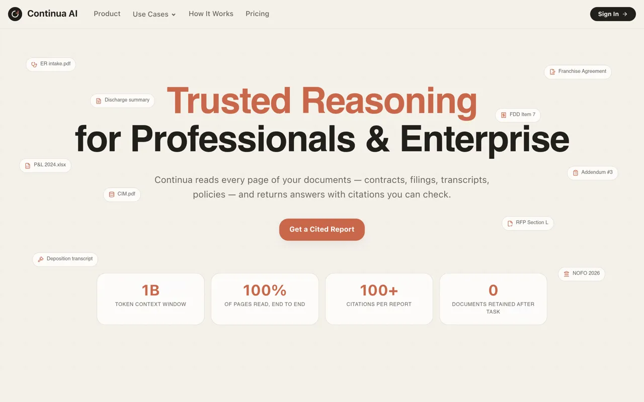 Screenshot of Continua AI