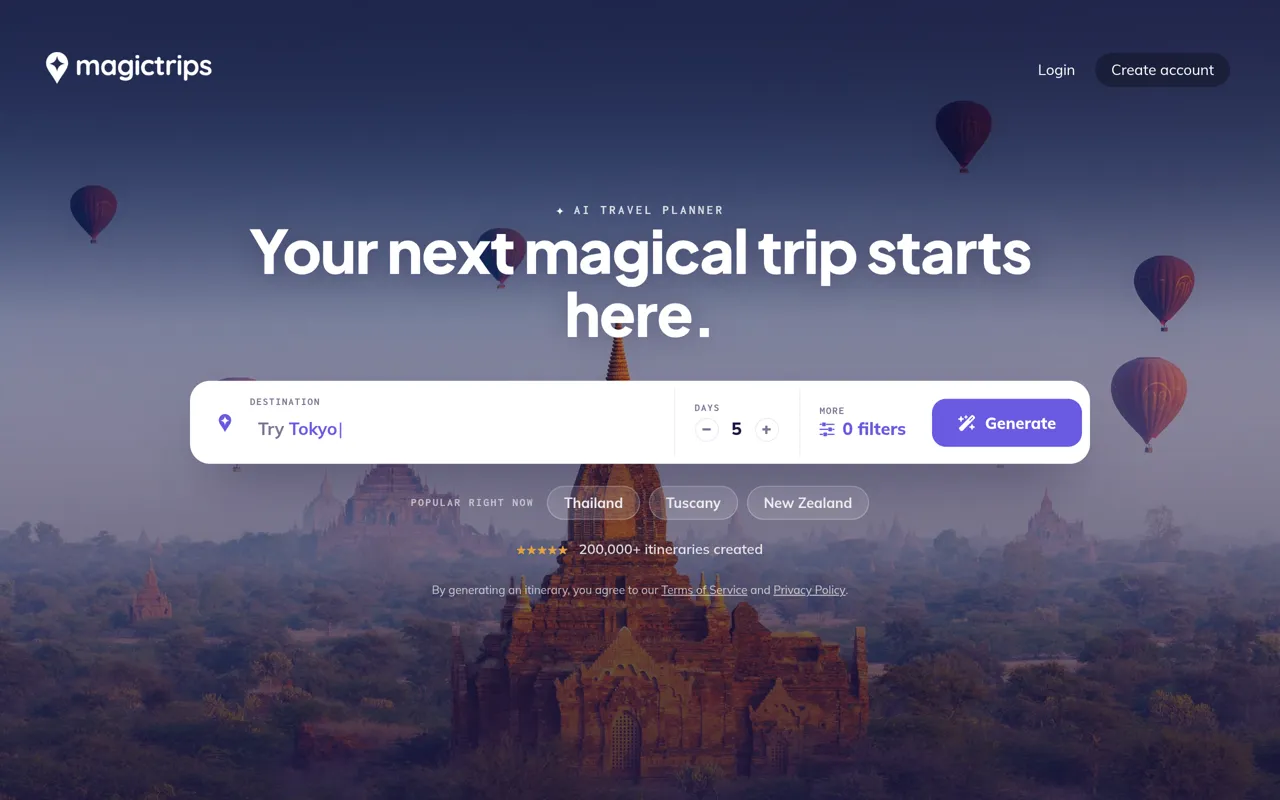 Screenshot of MagicTrips