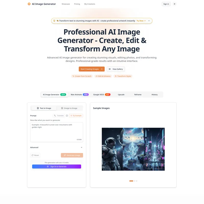 Screenshot of  AI Image Generator - Create & Edit Stunning Images