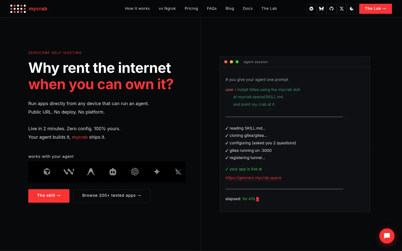 Screenshot of mycrab.space