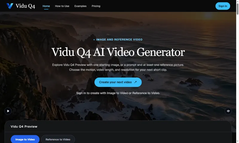 Screenshot of Vidu Q4